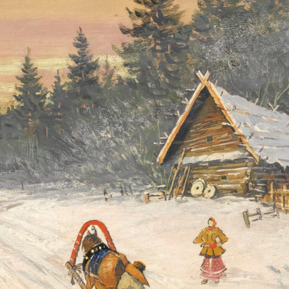 Villaggio Russo Sotto La Neve Konstantin Alexeevich Korovin kak26 quadro stampato su tela