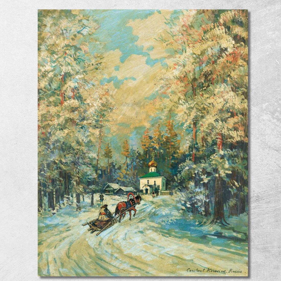 Slitta Che Si Dirige Verso Una Cappella Konstantin Alexeevich Korovin kak33 quadro stampato su tela Slitta Che Si Dirige Verso Una Cappella Konstantin Alexeevich Korovin kak33 quadro stampato su tela