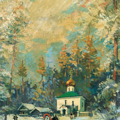 Slitta Che Si Dirige Verso Una Cappella Konstantin Alexeevich Korovin kak33 quadro stampato su tela