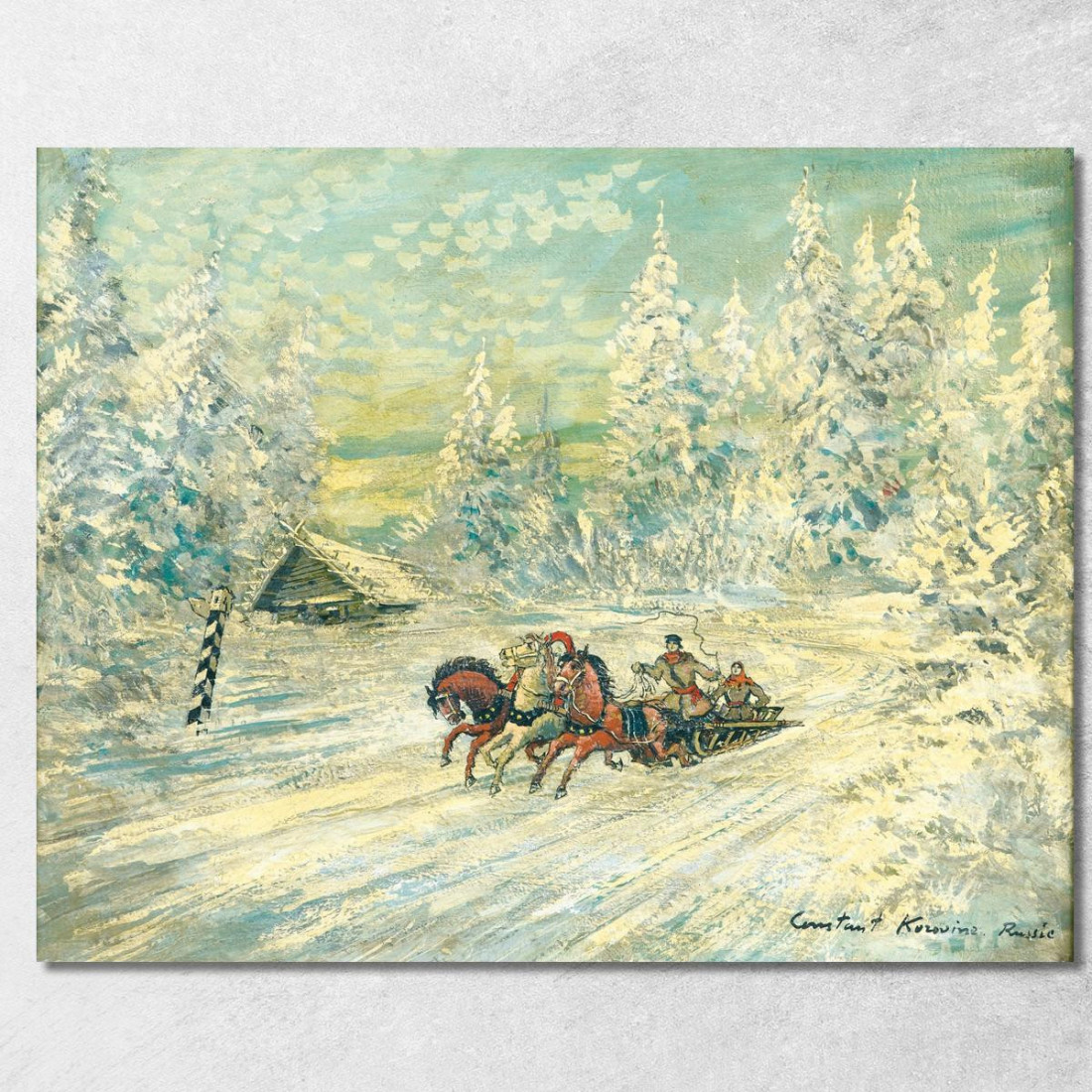 Troika Nella Neve Konstantin Alexeevich Korovin kak34 quadro stampato su tela Troika Nella Neve Konstantin Alexeevich Korovin kak34 quadro stampato su tela