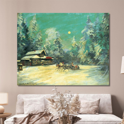 Troika Che Passa Davanti A Un'Osteria Di Notte Konstantin Alexeevich Korovin kak35 quadro stampato su tela