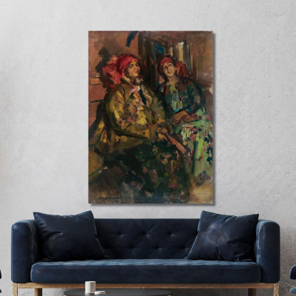Due Ragazze In Costumi Contadini Konstantin Alexeevich Korovin kak36 quadro stampato su tela