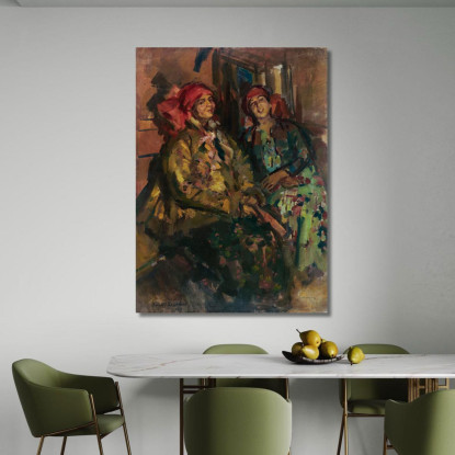 Due Ragazze In Costumi Contadini Konstantin Alexeevich Korovin kak36 quadro stampato su tela