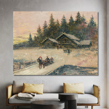 Scena Invernale Con Troika Konstantin Alexeevich Korovin kak40 quadro stampato su tela