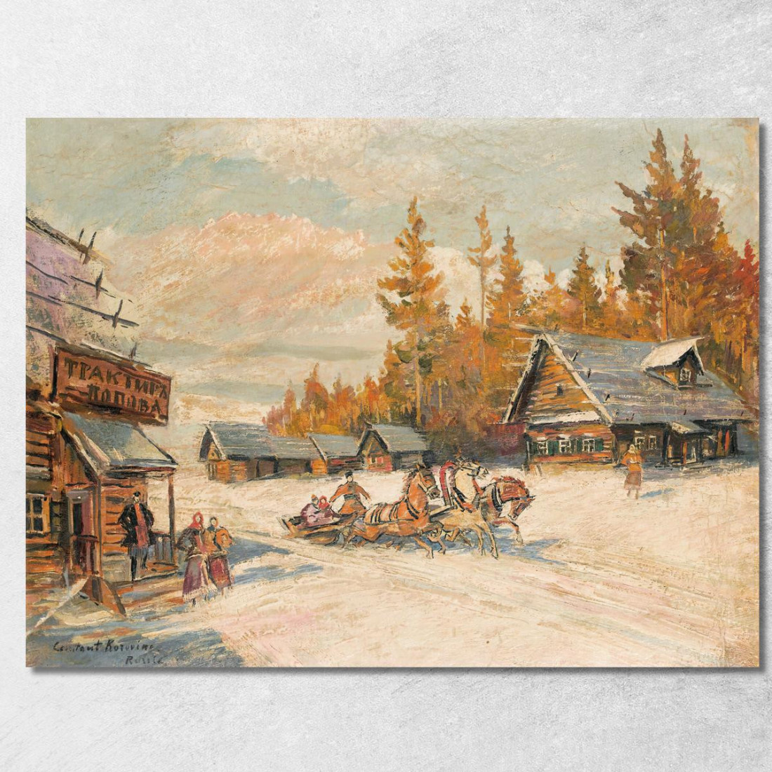 Corsa In Slitta Invernale Konstantin Alexeevich Korovin kak41 quadro stampato su tela Corsa In Slitta Invernale Konstantin Alexeevich Korovin kak41 quadro stampato su tela