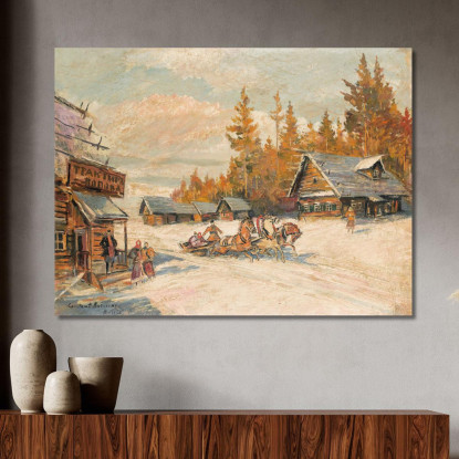 Corsa In Slitta Invernale Konstantin Alexeevich Korovin kak41 quadro stampato su tela