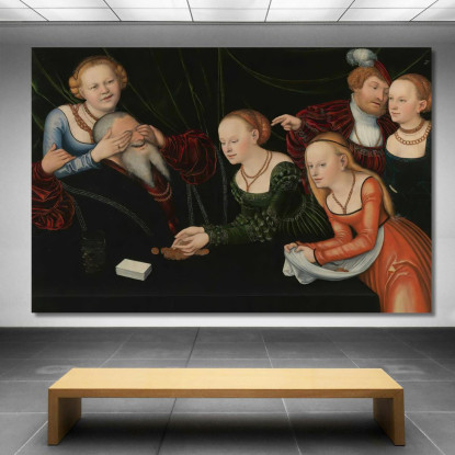 Vecchio Ingannato Da Cortigiane Lucas Cranach the Elder lce40 quadro stampato su tela