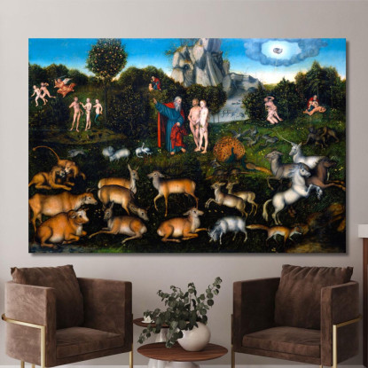 Il Giardino Dell'Eden Lucas Cranach the Elder lce68 quadro stampato su tela