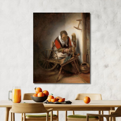 La Filatrice Nicolaes Maes nma6 quadro stampato su tela
