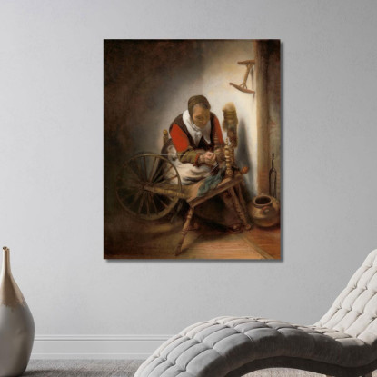 La Filatrice Nicolaes Maes nma6 quadro stampato su tela