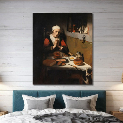 Vecchia Che Dice La Grazia Conosciuta Come 'La Preghiera Senza Fine' Nicolaes Maes nma8 quadro stampato su tela