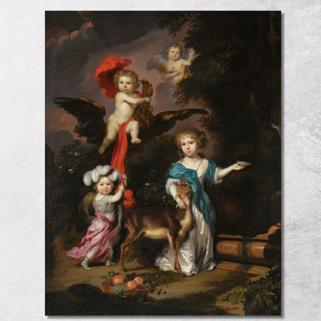 Ritratto Pastorale Di Famiglia Di Quattro Bambini Che Personificano Figure Mitologiche Tra Cui Ganimede E Diana Con Un Cervo Ni Ritratto Pastorale Di Famiglia Di Quattro Bambini Che Personificano Figure Mitologiche Tra Cui Ganimede E Diana Con Un Cervo Ni