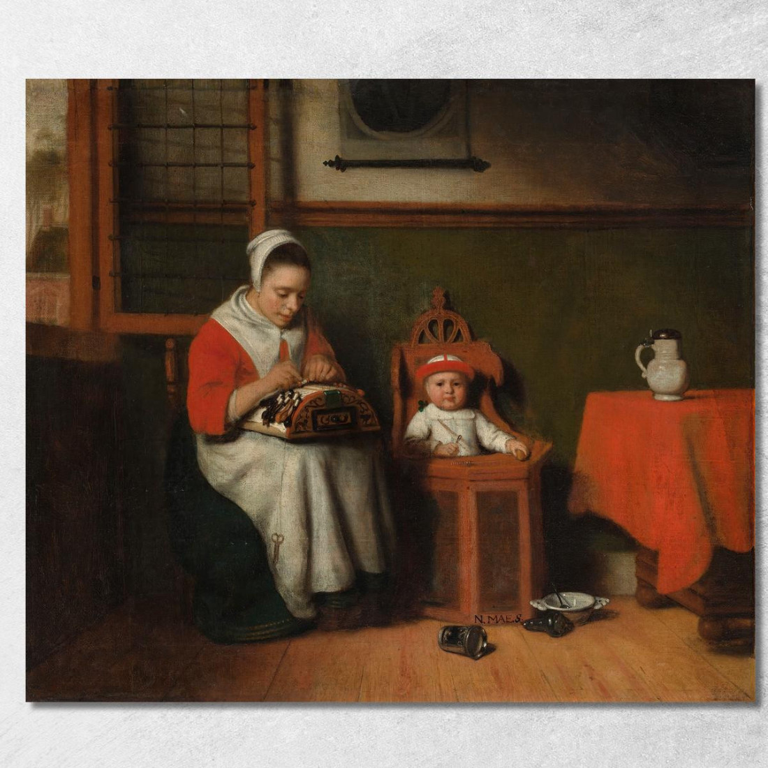 La Merlettaia Nicolaes Maes nma37 quadro stampato su tela La Merlettaia Nicolaes Maes nma37 quadro stampato su tela
