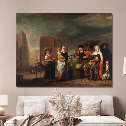 Mercato Delle Verdure Nicolaes Maes nma41 quadro stampato su tela