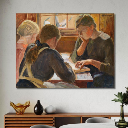 Bambini Che Leggono Pekka Halonen phl2 quadro stampato su tela