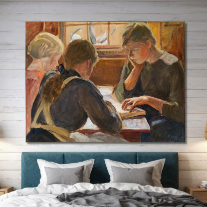 Bambini Che Leggono Pekka Halonen phl2 quadro stampato su tela