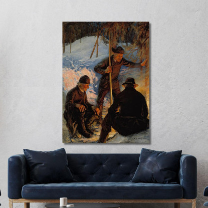 Boscaioli Attorno A Un Falò Pekka Halonen phl13 quadro stampato su tela