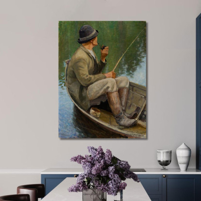 Uomo Che Pesca Pekka Halonen phl14 quadro stampato su tela