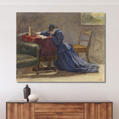Una Moglie – In Ginocchio Sul Tappeto Con Il Viso Tra Le Mani Sir John Everett Millais jem3 quadro stampato su tela