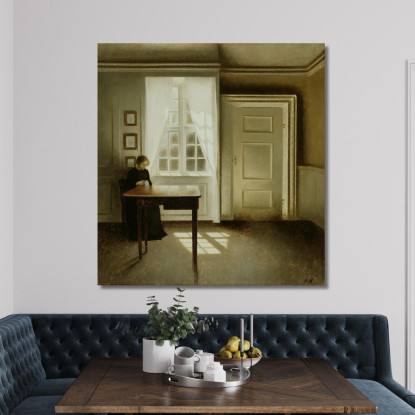 Interno Con Una Signora Vilhelm Hammershøi vhm25 quadro stampato su tela