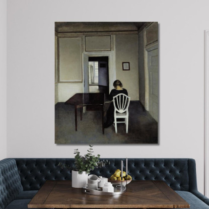 Interno Con Ida Su Una Sedia Bianca Vilhelm Hammershøi vhm29 quadro stampato su tela