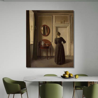 Interno Con Uno Specchio Ovale Vilhelm Hammershøi vhm58 quadro stampato su tela