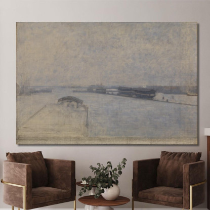 Il Porto Di Copenaghen Visto Da Kvæsthusgade Vilhelm Hammershøi vhm66 quadro stampato su tela