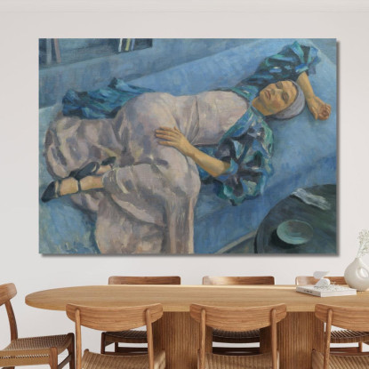 Grete Gamerith Su Divano Blu Walther Gamerith wgm12 quadro stampato su tela