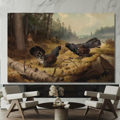 I Galli Cedroni Combattenti Ferdinand von Wright fvw29 quadro stampato su tela