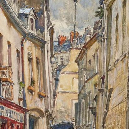 Rue Chanoinesse Nel 1905 4° Arrondissement Frédéric Houbron fhb33 quadro stampato su tela