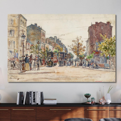 Tram A Due Piani In Un Viale Di Parigi Nel 1901 Frédéric Houbron fhb37 quadro stampato su tela