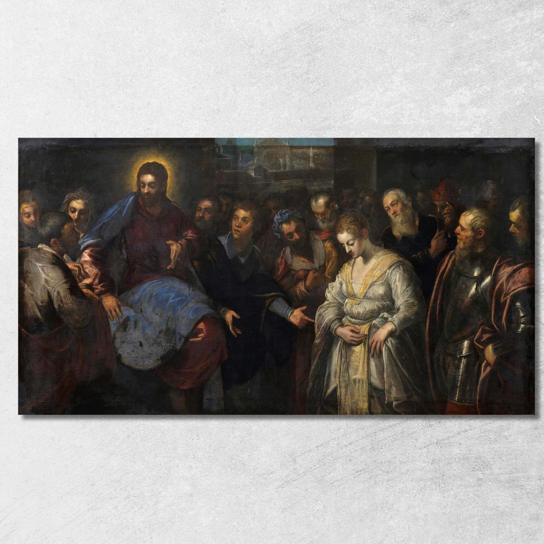 Cristo E L'Adultera Jacopo Tintoretto jtn3 quadro stampato su tela Cristo E L'Adultera Jacopo Tintoretto jtn3 quadro stampato su tela