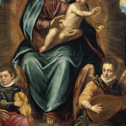 Doge Alvise Mocenigo E Famiglia Davanti Alla Madonna Col Bambino Jacopo Tintoretto jtn6 quadro stampato su tela