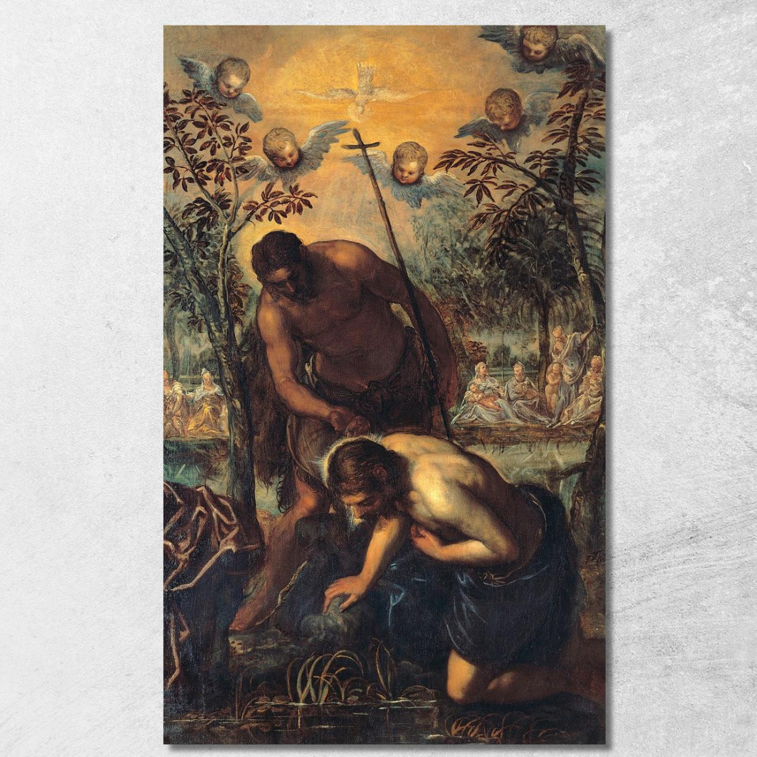 Il Battesimo Di Cristo Jacopo Tintoretto jtn37 quadro stampato su tela Il Battesimo Di Cristo Jacopo Tintoretto jtn37 quadro stampato su tela