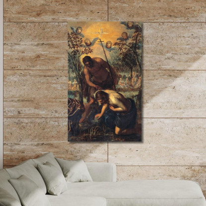 Il Battesimo Di Cristo Jacopo Tintoretto jtn37 quadro stampato su tela
