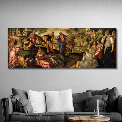 Il Miracolo Dei Pani E Dei Pesci Jacopo Tintoretto jtn44 quadro stampato su tela