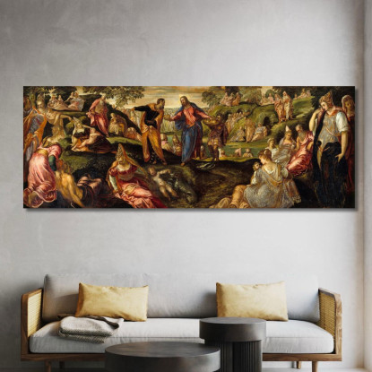 Il Miracolo Dei Pani E Dei Pesci Jacopo Tintoretto jtn44 quadro stampato su tela