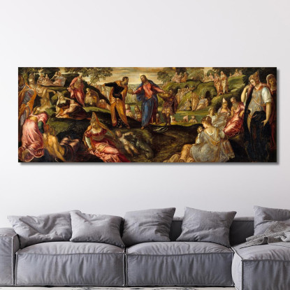 Il Miracolo Dei Pani E Dei Pesci Jacopo Tintoretto jtn44 quadro stampato su tela