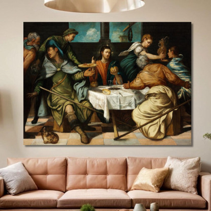 La Cena In Emmaus Jacopo Tintoretto jtn45 quadro stampato su tela