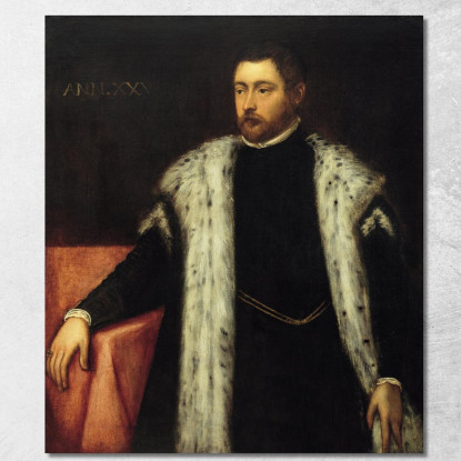 Giovane Di Venticinque Anni Con Cappotto Foderato Di Pelliccia Jacopo Tintoretto jtn47 quadro stampato su tela
