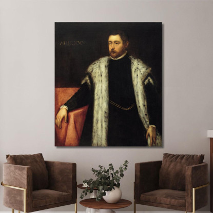 Giovane Di Venticinque Anni Con Cappotto Foderato Di Pelliccia Jacopo Tintoretto jtn47 quadro stampato su tela