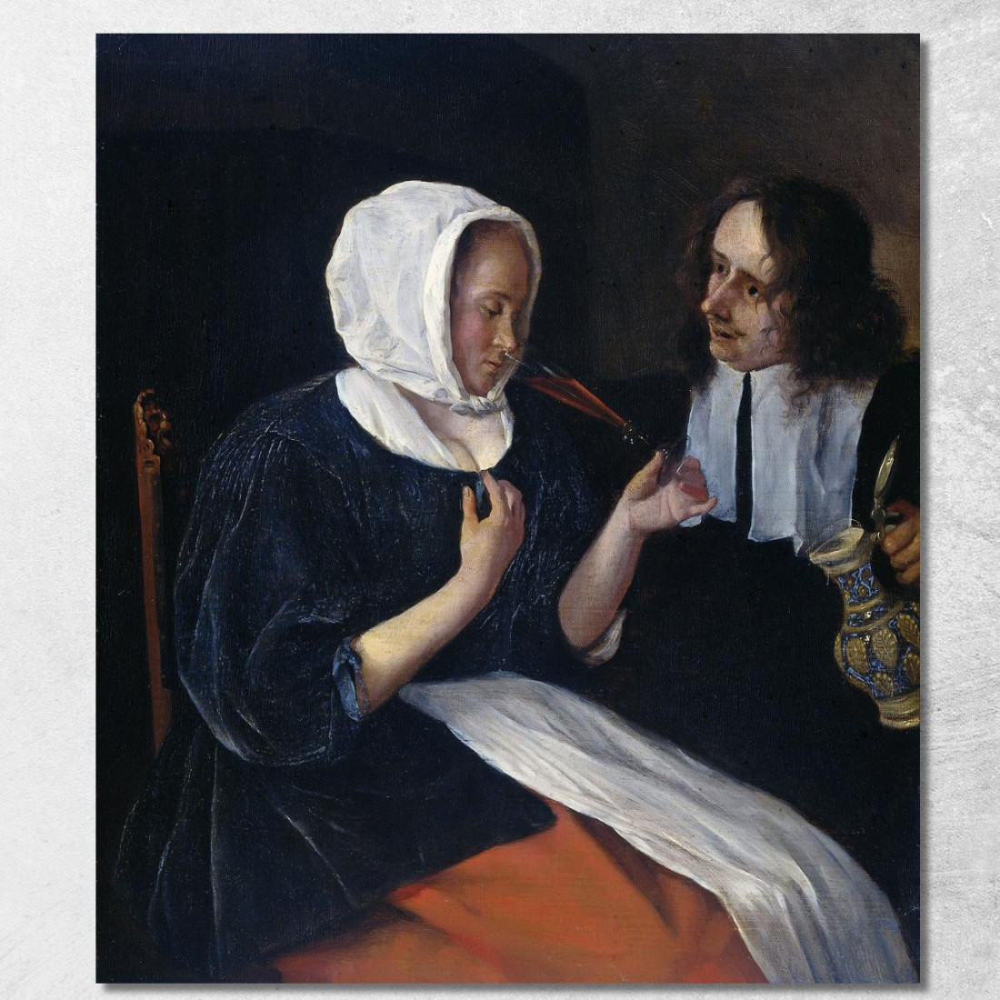 Una Coppia Che Beve Jan Steen jsn1 quadro stampato su tela Una Coppia Che Beve Jan Steen jsn1 quadro stampato su tela