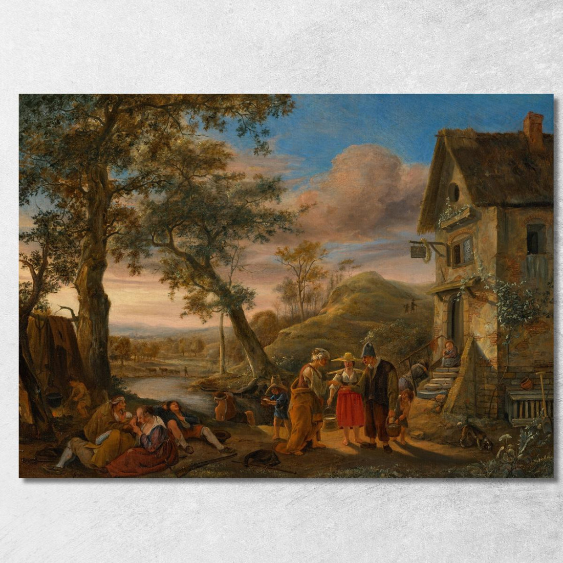 Una Chiromante E Contadini Davanti A Un'Osteria Con Un Paesaggio Fluviale Sullo Sfondo Jan Steen jsn2 quadro stampato su tela Una Chiromante E Contadini Davanti A Un'Osteria Con Un Paesaggio Fluviale Sullo Sfondo Jan Steen jsn2 quadro stampato su tela