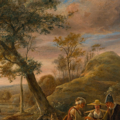 Una Chiromante E Contadini Davanti A Un'Osteria Con Un Paesaggio Fluviale Sullo Sfondo Jan Steen jsn2 quadro stampato su tela