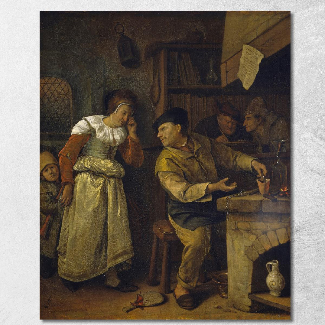 Un Orefice Che Fonde I Gioielli Di Una Donna Alla Presenza Di Un Notaio Jan Steen jsn4 quadro stampato su tela Un Orefice Che Fonde I Gioielli Di Una Donna Alla Presenza Di Un Notaio Jan Steen jsn4 quadro stampato su tela