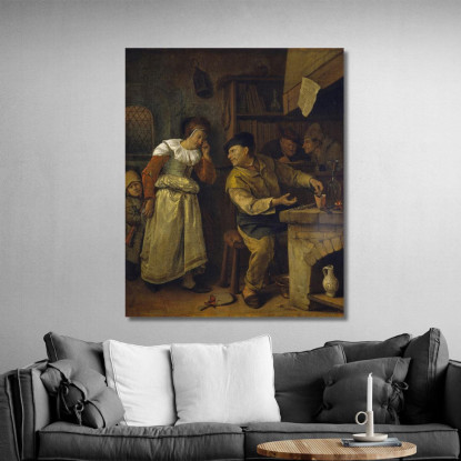 Un Orefice Che Fonde I Gioielli Di Una Donna Alla Presenza Di Un Notaio Jan Steen jsn4 quadro stampato su tela