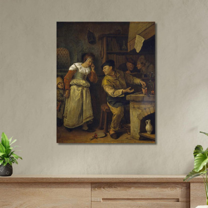 Un Orefice Che Fonde I Gioielli Di Una Donna Alla Presenza Di Un Notaio Jan Steen jsn4 quadro stampato su tela