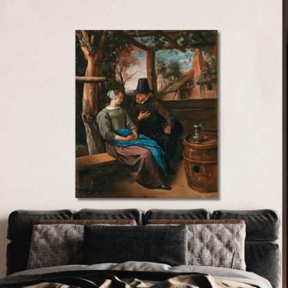 Un Corteggiatore Con Una Giovane Donna Jan Steen jsn8 quadro stampato su tela