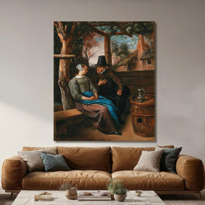 Un Corteggiatore Con Una Giovane Donna Jan Steen jsn8 quadro stampato su tela