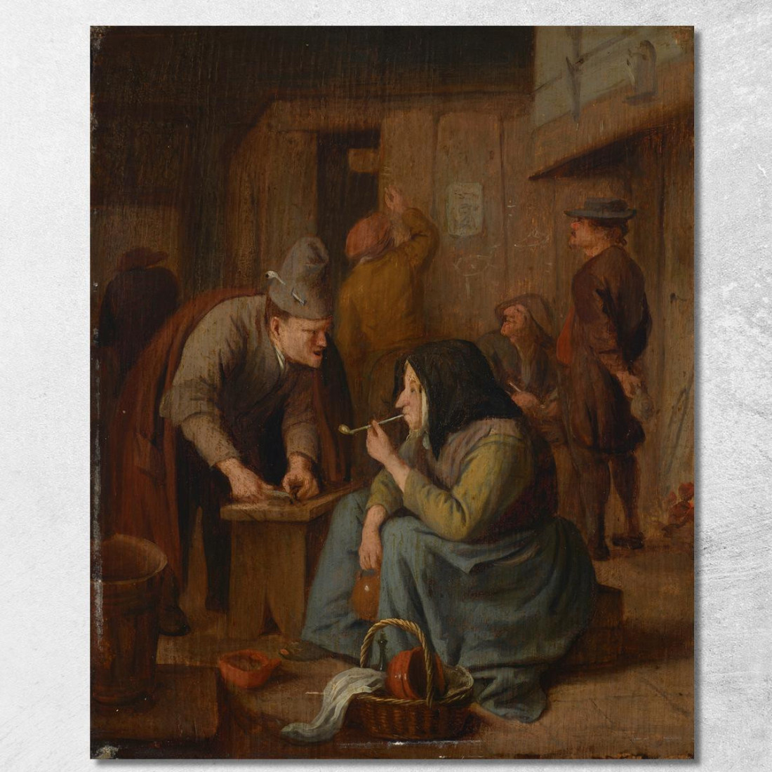 Interno Di Una Taverna Con Una Donna Che Fuma La Pipa E Un Uomo Che Taglia Il Tabacco Jan Steen jsn9 quadro stampato su tela Interno Di Una Taverna Con Una Donna Che Fuma La Pipa E Un Uomo Che Taglia Il Tabacco Jan Steen jsn9 quadro stampato su tela